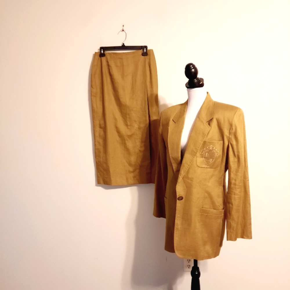 Linen Skirt Suit Vintage Size 10